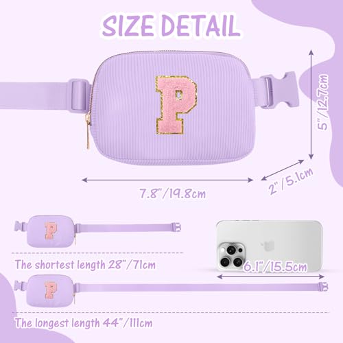 Image of Gitus Girls Birthday Gifts for 10-16 Year Olds - Initial Fanny Pack Belt Bag Crossbody Bag - Trendy Personalized Preppy Stuff (Lavender-P)