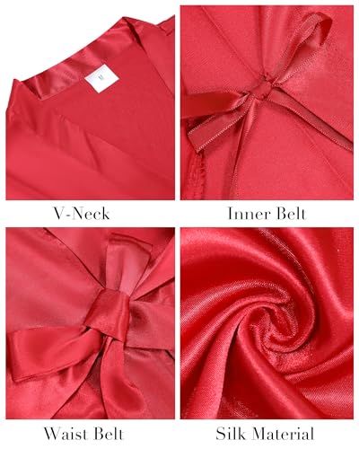 Vlazom Womens Kimono Robes Dressing Gown Satin Bathrobe Nightdress Short Style Bridal Robe3
