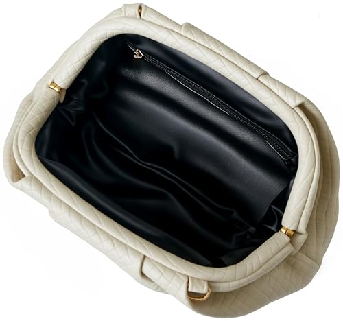 Image of Women's Woven Evening Bag Ruched Dumpling Clutch Purse Detachable Chain Crossbody Bag