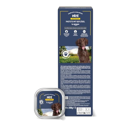 by Amazon Cibo per cani, pâté con pollame, 300 g, confezione da 10