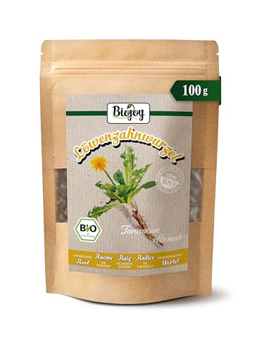 Biojoy Raíz de Diente de León Orgánica (100 g), seca y cortada, para Té e Infusión (Taraxacum officinale)