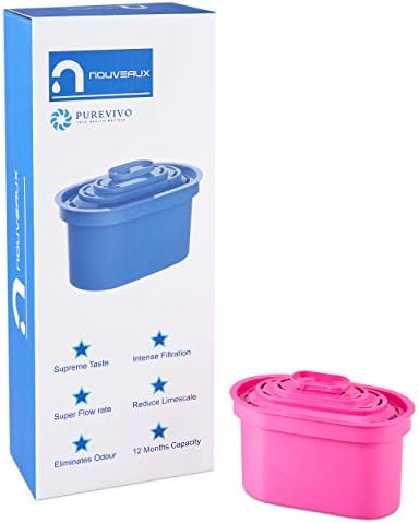 LIVEWATER NOUVEAUX Water Filter Cartridges (4 X 90 Days) .Removes Strong Taste of Chlorine and limescale. Nouveaux jugs only.Cerise