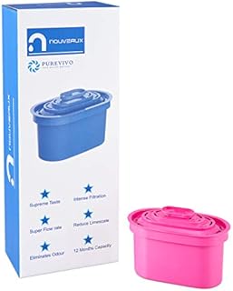 LIVEWATER NOUVEAUX Water Filter Cartridges (4 X 90 Days) .Removes Strong Taste of Chlorine and limescale. Nouveaux jugs only.Cerise