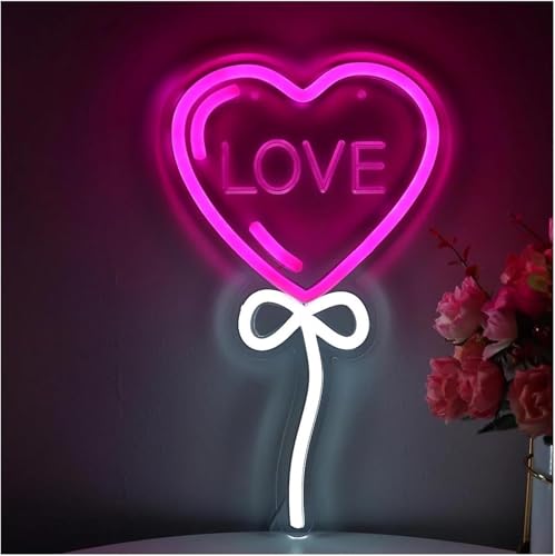 Néon LED cœur d'amour pour décoration murale chambre romantique