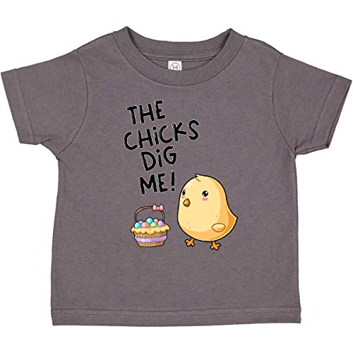 inktastic The Chicks Dig Me Easter Baby Chick Toddler T-Shirt 2T Charcoal 3a798