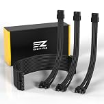 EZDIY-FAB PSU Cable Extension Sleeved Custom Cable for PC Power Supply,Soft Nylon Braided with Comb Kit 24PIN/8PIN to 6+2Pin/ 8PIN to 4+4PIN-30CM 300MM - Black