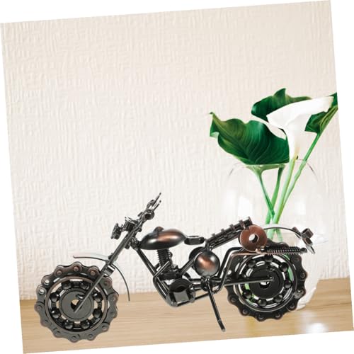 Moto Vintage en Fer Marron Style Rétro Unique Objet Bureau