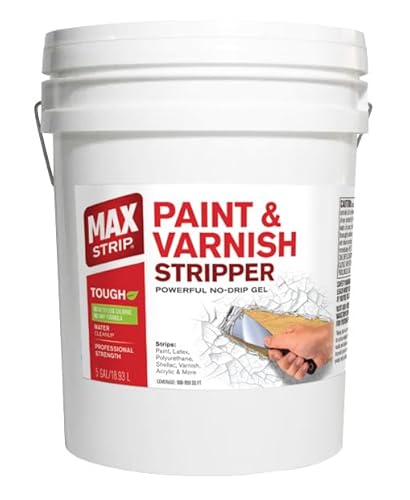 Max Strip Paint & Varnish Stripper 5 Gallons - Paint Stripper for multiple layers of acrylic, latex, oil & water-based paints, varnishes. For wood, metal, masonry, plaster, tile, molding.