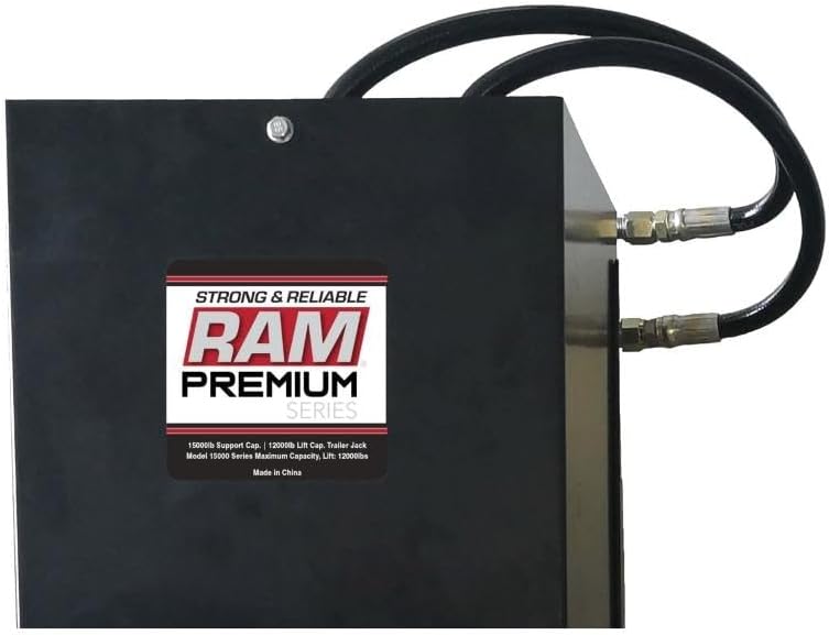 15K Self-Contained Hydraulic Jack Heavy-Duty Includes Corded Remote & Mounting Plate, Black