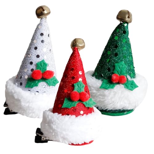 MOTHNUR 3 Stück Weihnachts Haarspangen Weihnachtsmütze Haarklammern...