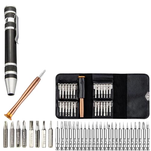 Image of DIY Crafts 34 In 1 Screwdrivers, Professional Electronics Repair Tool Kit With, Precision Screwdriver Set, Glasses Screwdriver, Laptop Screwdriver Watch Kit, Computer Set Kits:- (1), Silver (34)