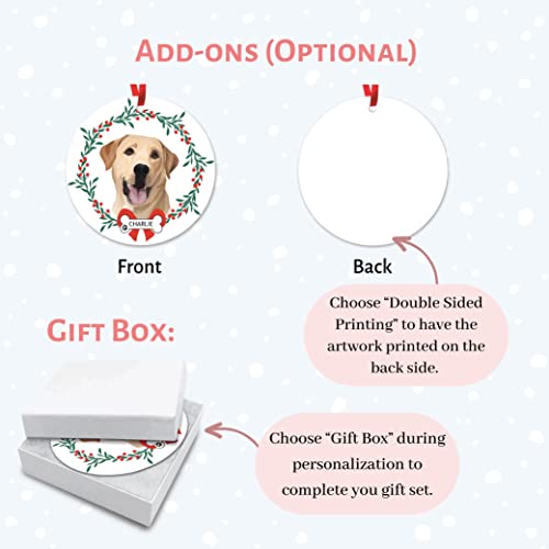 Personalized Chocolate Labrador Retriever Ornament For Christmas Tree, Custom Pet Name Ornament Gifts For Retriever Lovers Dog Xmas Decor, 3.50 Inch Gloss Metal Ornament (Chocolate Lab-P12) #TOP4