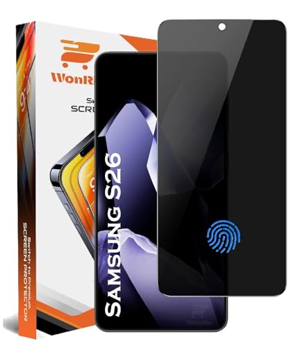 Image of WonRia Pack 1- Privacy Tempered Guard for Samsung S26 5G | FingerPrint Unlock | 9H Screen Guard Protector | Anti-Spy | Case Friendly - Installation Kit