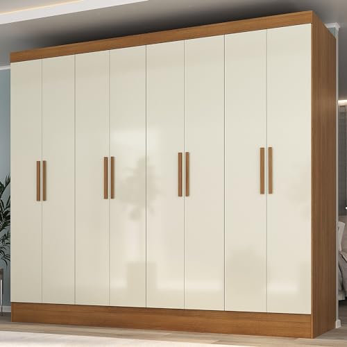 Guarda Roupa Casal 8 Portas 4 Gavetas Jatobá Yescasa Cinamomo/Off...