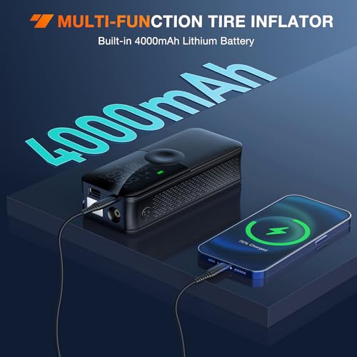 Image of Nilight Tire Inflator Portable Air Compressor Rechargeable Battery Cordless 150PSI Faster Inflation Pump with Pressure Gauge for Car Motorcycle Bicycle Ball