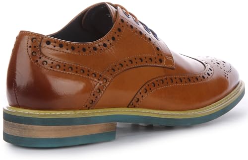 James Men's Lace Up Leather Brogue Shoes with Colored Sole3