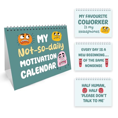 RED OCEAN Funny Un-Motivational Desk 16 Page Calendar Office Secret Santa Gifts For Colleagues Novelty Desk Accessories Colleague Birthday Gift For Men Women