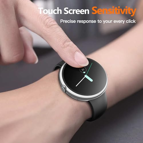 Image of Misxi 2 Pack Hard PC Case with Screen Protector for Google Pixel Watch 2 (2023) / Pixel Watch 41mm, High Sensitivity Lightweight Anti-Fall Cover, 1 Silver + 1 Black