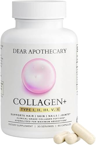 Colágeno 5 - Tipos I, II, III, V y X - Péptidos de colágeno hidrolizados - 90 cápsulas - Apoya la piel, el cabello, las uñas, las articulaciones y