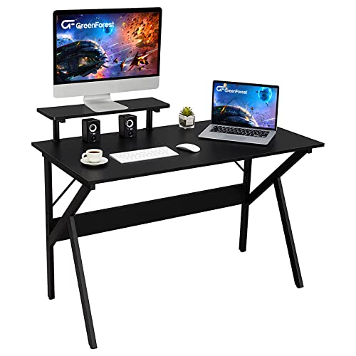 GreenForest Home Office Desk with Monitor Shelf Computer Gaming D...