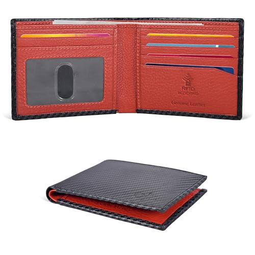 Image of Oak Leathers Slim Leather Wallet for Men - RFID Wallets Credit Card Holder Ultra Thin Gift for Mens, Front Pocket Minimalist Design