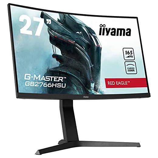 iiyama G-Master Red Eagle GB2766HSU-B1 Curved 68,5cm 27" VA LED Gaming Monitor Full-HD HDMI DP USB2.0 1ms Reaktionszeit 165Hz FreeSync-Premium Höhenverstellung Pivot schwarz