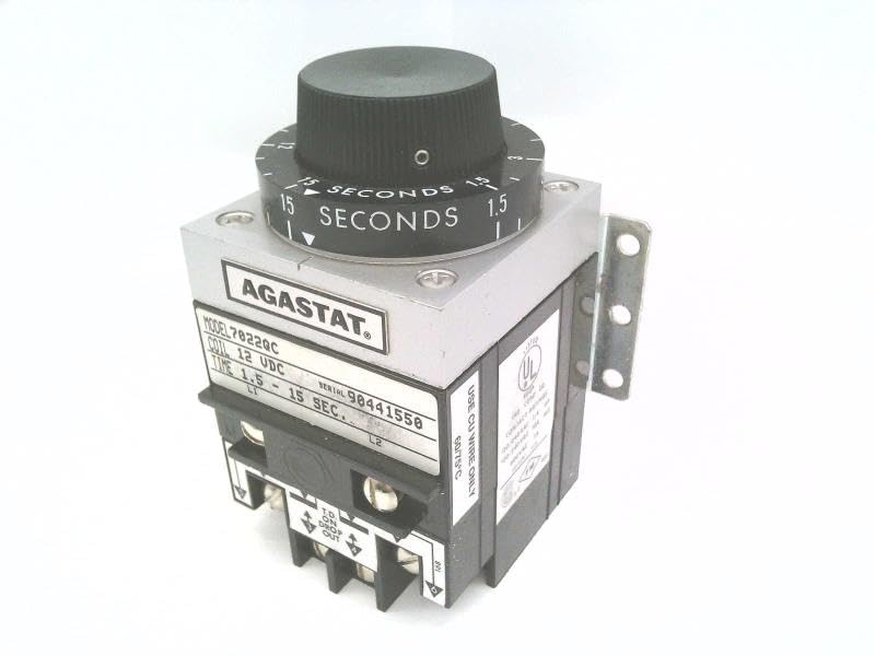 AGASTAT 7022QC 1.5-15 Second Range, 12 VDC Coil, 2PDT, 3-1423164-6, 7000 Series, Industrial ELECTROPNEUMATIC, Off-DELAY, TIME DELAY Relay