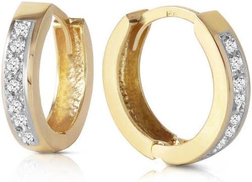 Galaxy Gold GG 14K Yellow Gold 0.10 Carat Natural Diamond Hoop Huggie Earrings - April Birthstone - Strength & Brilliance - Fine Jewelry for Women