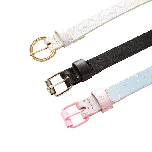 Ovogbee Belt For Girl 3 Pack Fashion Pu Leather Kid Girl Belt Black Pink White Medium #TOP2