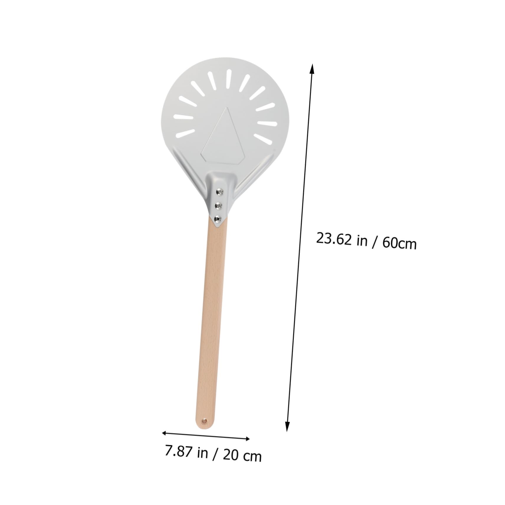 OFFSCH Wooden Handle Pizza Turning Peel Portable Metal Pizza Paddle for Outdoor Ovens Lightweight