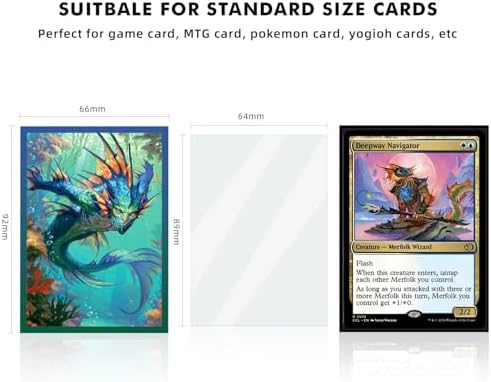 Katomula 100 MTG Card Sleeves with 100 Inner Sleeve, Textured Back Art Sleeves, Fit Standard Size Cards- Merfolk — view 2