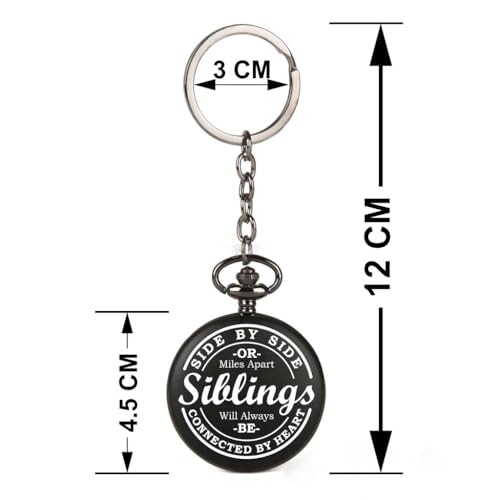 Image of Vintage Gandhi Style Pocket Watch with Engraved Designs & Messages Royal Black Analog for Men Women & Kids Includes Key Ring for car or Bike Keys Ideal Gift