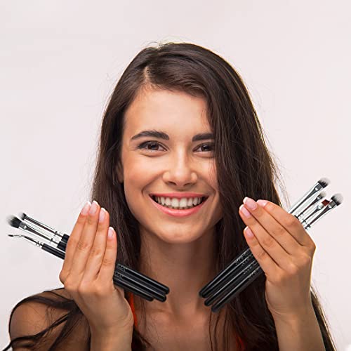 Professional Eye Makeup Brushes By Keshima, Set Includes Eyeshadow Brush, Eyeshadow Smudge Brush, Eye Shadow Blending Brush, Angled Crease Brush, Pencil Brush, Angled Eyeliner, Bent Eyeliner Brush #TOP7