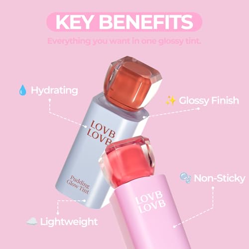 Image of LOVB LOVB Pudding Glow Korean Lip Tint | Natural Lip Stain | Gloss to Stain | Long-Lasting & Non-Sticky | Lightweight Lip Tint | 0.14 oz. (04 SUNSET BEIGE)