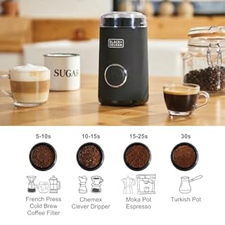 BLACK+DECKER BXCG150E - Macinacaffè Elettrico 150W | Serbatoio 50g | Lame e Contenitore in Acciaio Inox | Macinatura Fine | Avvolgicavo Integrato | Nero