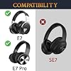 SOULWIT Professional Earpads Cushions Replacement for Cowin (Silensys) E7/E7 Pro Headphones (Do Not Fit SE7), Ear Pads with Soft Protein Leather, Noise Isolation Foam - Black #1