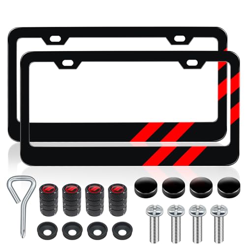 REMOCH 2PCS Matte License Plate Frames for Dodge Charger Accessories Challenger Durango Universal Solid Rust-Proof Aluminum License Plate Cover Holder for Front and Rear Car Tags (Red)