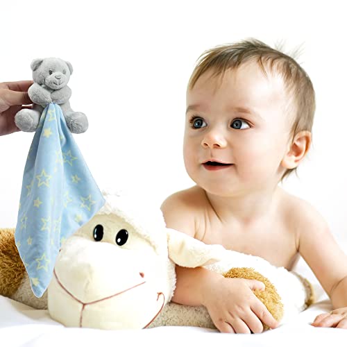 Image of CREVENT Soft Plush Animal Face Security Blankets for Boys and Girls, Great Gifts for Birthday Baby Shower - Hugging Bear +Bunny