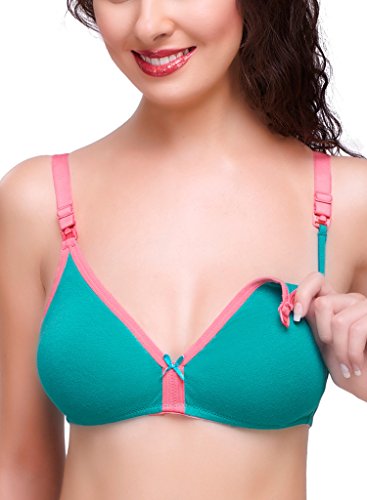 Image of Inner Sense Organic Cotton Bamboo Nursing Bra for Women I High Coverage Feeding Bra with Lace Detailing on Neckline I Non Padded Maternity Wear with Wirefree Design