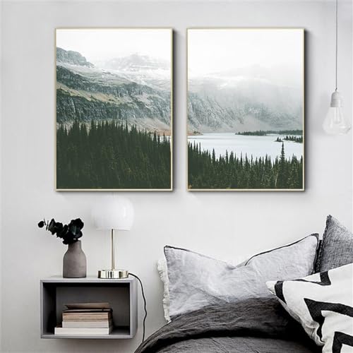 Pinturas de lienzo abstractas de bosque 50x70 cm juego de 2 láminas de paisaje para salón