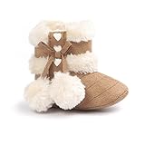 ESTAMICO Baby Girl Winter Fur Snow Boots Toddler Shoes With Bowknot Khaki 3-6 Months