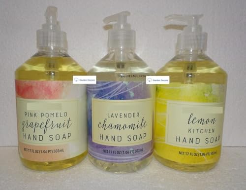 Bar Soap Trader Joe 3 Flavors of Handwashing Fluid Combo: Lavender Chamomile, Pink Pomelo Grapefruit and Lemon Kitchen, 17 fl oz 503ml (Pack of Three)