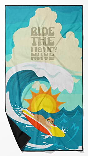 Caroline's Treasures MLM1256TWL3060 Surfer Dog Orange Pomeranian Premium Beach Towel Oversized Towel Beach Blanket, Pool, Beach Essentials, Yoga, Premium Bath Towel, Quick Dry Plush