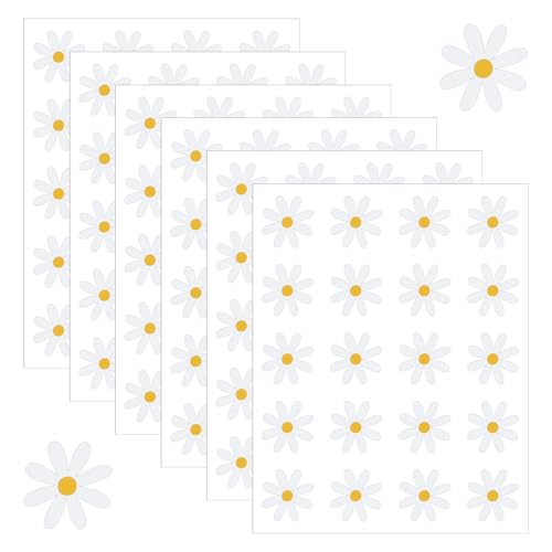 6 Sheets Daisy Stickers Cute Little Daisy Decals Flower Decorations Small Flower Decal for Water Bottles Laptop and Phone(120 PCS 1.38in)