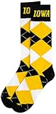 NCAA Iowa Hawkeyes Argyle Socks Yellow/Black-One size fits most