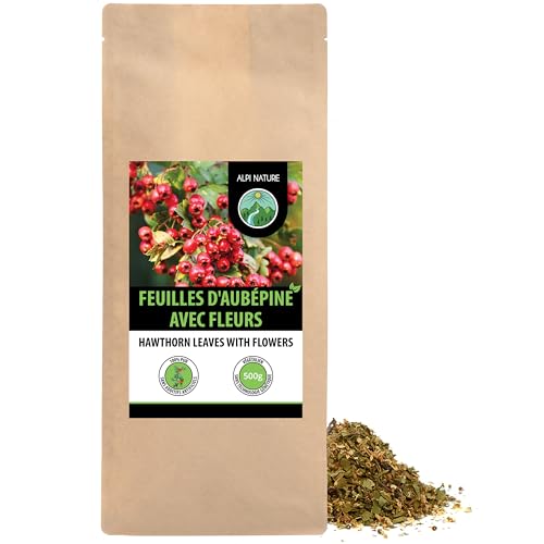 Alpi Nature Aubepine Tisane 500g, Тhé en Vrac, Feuilles et Fleurs d'Aubépine Séchées et Coupées