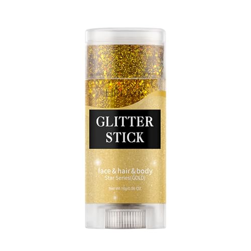 Face and Body Glitter Stick Holographic Sparkling Neon Outfit Singer Concert Music Rave Festival Party Accessories Glitter Gel. (Gold)