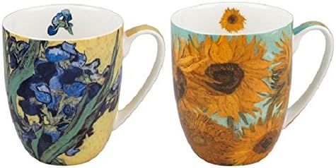McIntosh MC020162 Van Gogh Flowers Mug Pair, Multicolors
