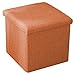 Schowek Ottoman, Składany Podnóżek Linen Sześcian Stołek na Stopy Oszczędność Miejsca Pudełko do Przechowywania z Pokrywkami Nadaje się do Sypialni Salonu-Pomarańczowy-38x38x38 cm (15x15x15 cali)