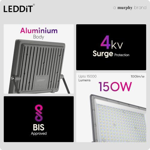 Image of 150W LED Flood Light | Outdoor Security Light | Pack of 2 | IP66 Waterproof LED Flood Light | heavy-duty aluminum body | Cool White | high brightness | wide coverage | 2-year warranty.